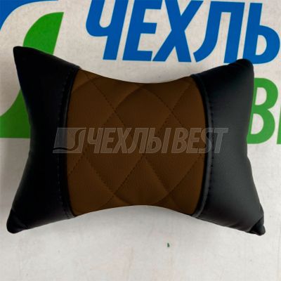 Подушка для поддержки шеи Perfect seat, экокожа ромб, черный-шоколад, 1 шт