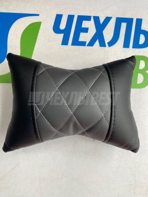 Подушка для поддержки шеи Perfect seat, экокожа ромб, черный-серый, 1 шт