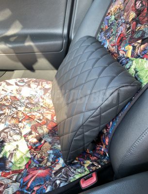 Подушка под спину (31х32х8 см), экокожа, черный + черная строчка, Perfect seat, 1 шт